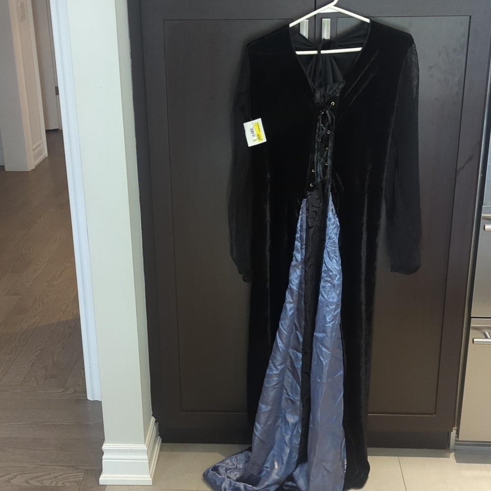 Elegant Black Velvet Women's Coffin Witch deluxe Halloween Costume - Size XL NWT - Picture 2 of 5